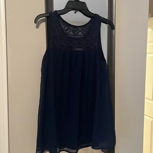 Chiffon/lace navy maternity tank